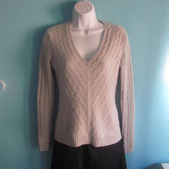 Ralph Lauren Black Label Cabled V-Neck Cashmere Pullover Slim Fit Size S Lt Gray - Picture 4 of 11